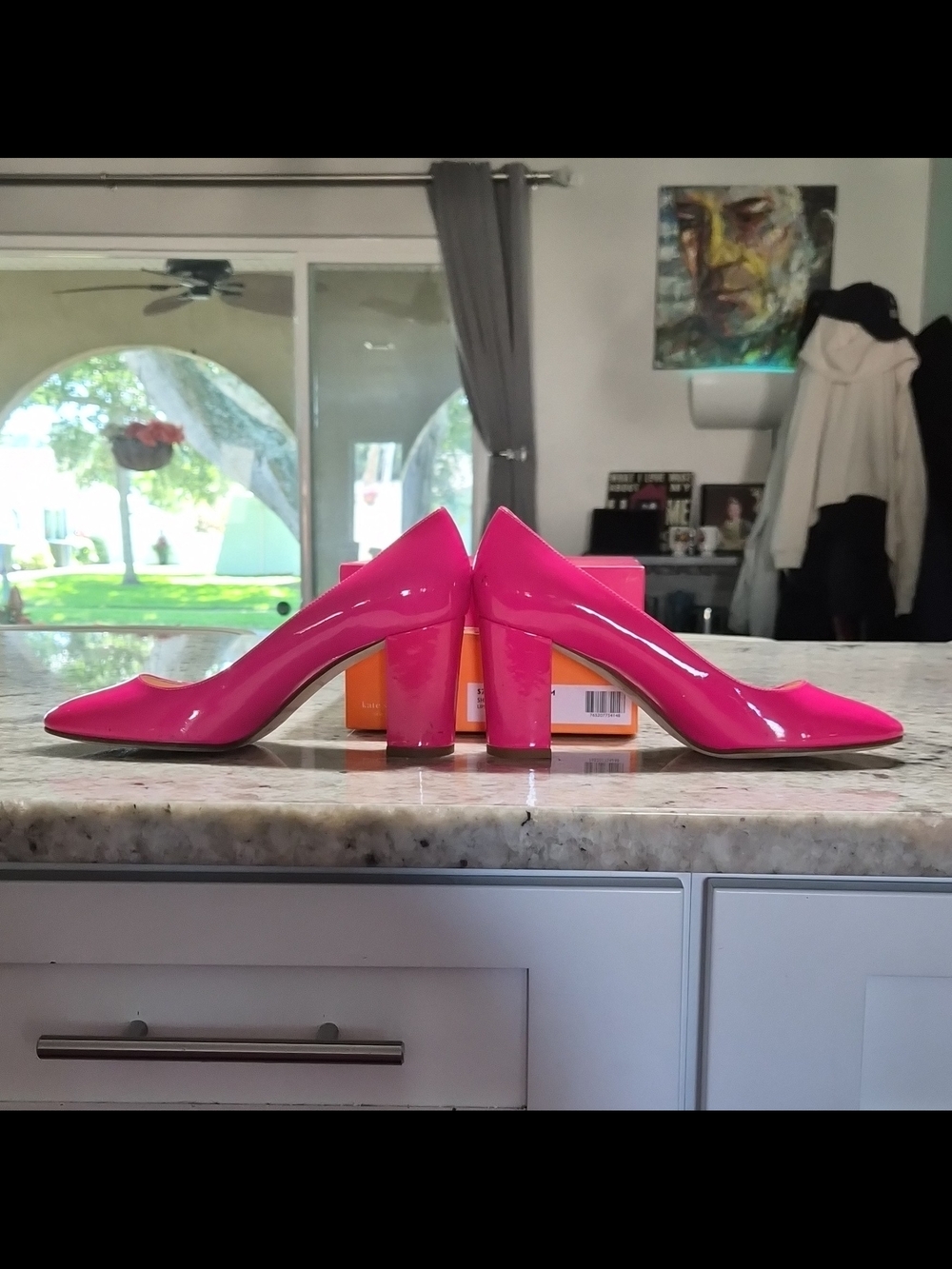 kate spade Bright Pink Patent Block Heel Pumps